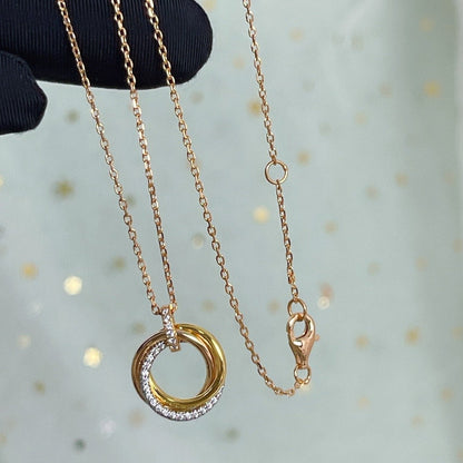 [Liorra]TRINITY NECKLACE SILVER GOLD PINK GOLD DIAMONDS