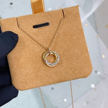 [Liorra]TRINITY NECKLACE SILVER GOLD PINK GOLD DIAMONDS