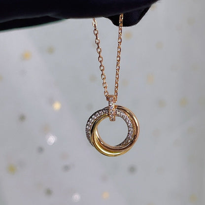 [Liorra]TRINITY NECKLACE SILVER GOLD PINK GOLD DIAMONDS