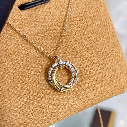 [Liorra]TRINITY NECKLACE SILVER GOLD PINK GOLD DIAMONDS