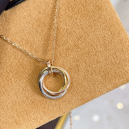 [Liorra]TRINITY NECKLACE SILVER GOLD PINK GOLD DIAMONDS
