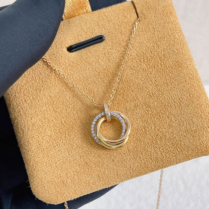 [Liorra]TRINITY NECKLACE SILVER GOLD PINK GOLD DIAMONDS