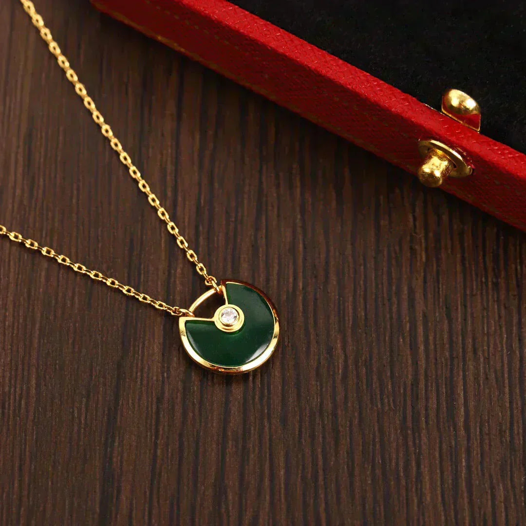 [Liorra]AMULETTE GOLD MALACHITE NECKLACE