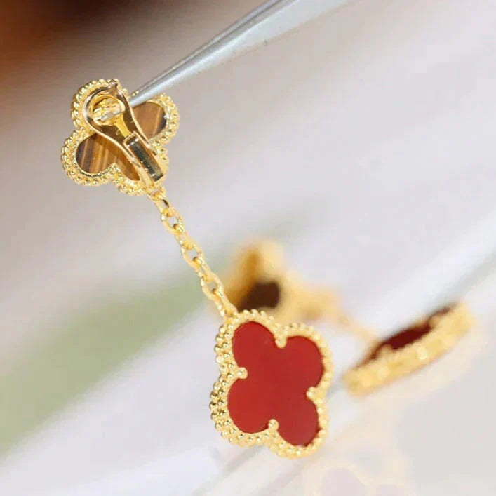 [Liorra]CLOVER  2 MOTIF  TIGER EYE CARNELIAN EARRINGS