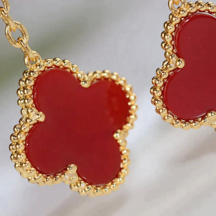 [Liorra]CLOVER  2 MOTIF  TIGER EYE CARNELIAN EARRINGS