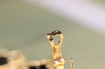 [Liorra]CLOVER EARRINGS GOLD ONYX MOP 3 MOTIF