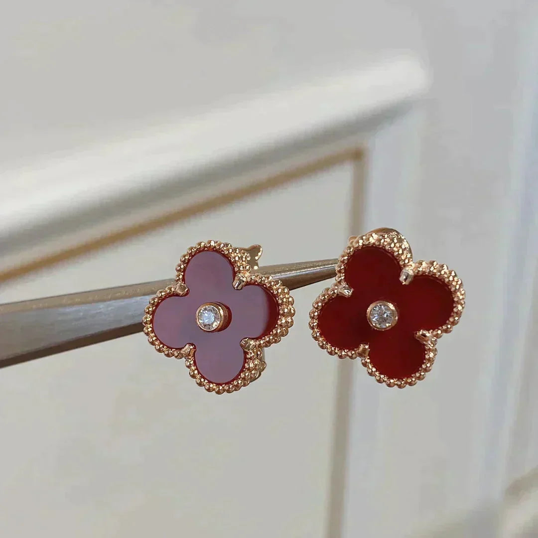 [Liorra]CLOVER MEDIUM 1 MOTIFS CARNELIAN  DIAMOND earrings