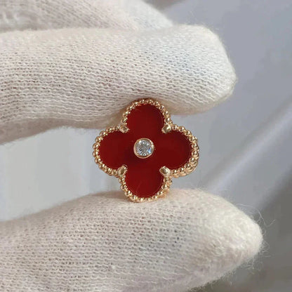 [Liorra]CLOVER MEDIUM 1 MOTIFS CARNELIAN  DIAMOND earrings