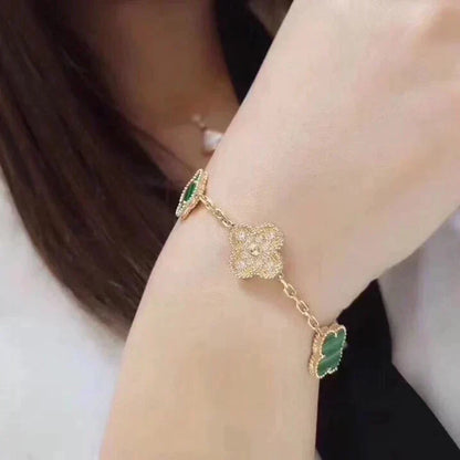 [Liorra] CLOVER 5 MOTIF MALACHITE BRACELET COLLECTION