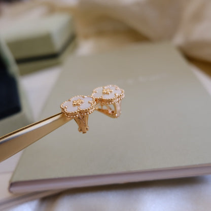[Liorra]LUCKY PINK GOLD WHITE MOP EARRINGS