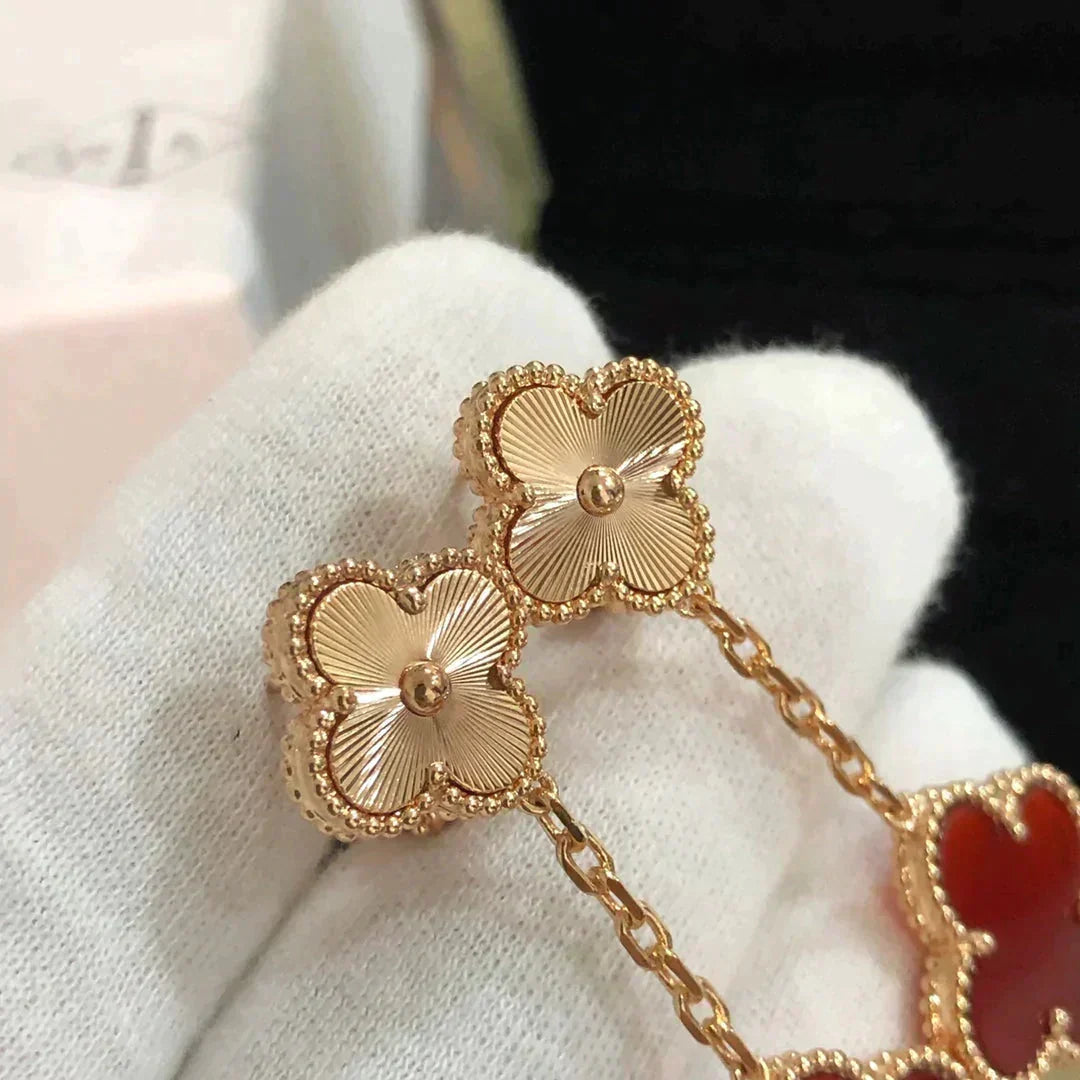 [Liorra]CLOVER 2 MOTIF  LASER CARNELIAN EARRINGS