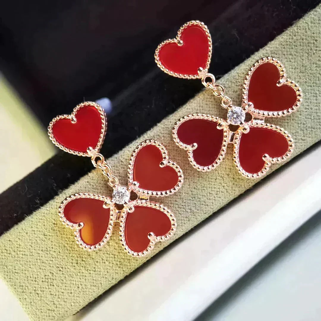 [Liorra]SWEET CLOVER CARNELIAN EARRINGS