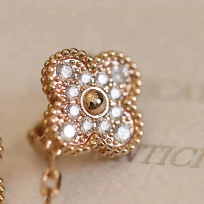 [Liorra]CLOVER MEDIUM 1 MOTIFS FUll DIAMOND EARRINGS