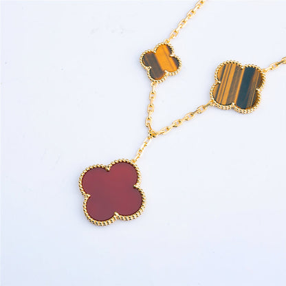[Liorra]CLOVER BRACELET 5 MOTIFS CARNELIAN TIGER EYE