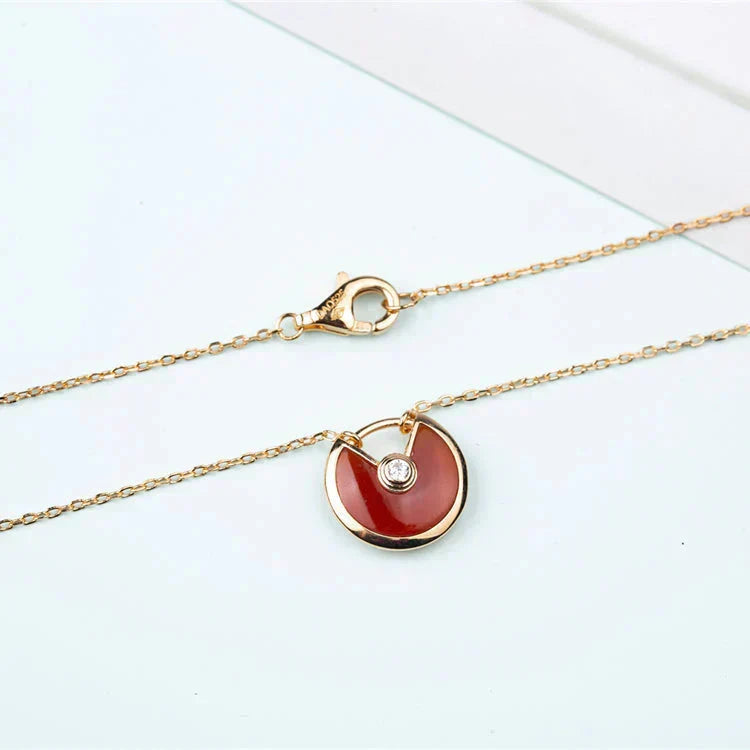 [Liorra]AMULETTE GOLD CARNELIAN ONYX NECKLACE