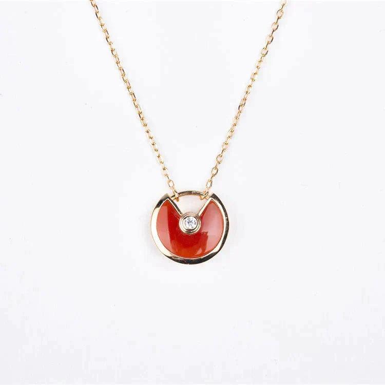 [Liorra]AMULETTE GOLD CARNELIAN ONYX NECKLACE