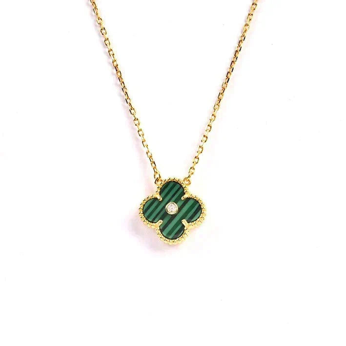 [Liorra]CLOVER 15MM DIAMOND TURQUOISE NECKLACE