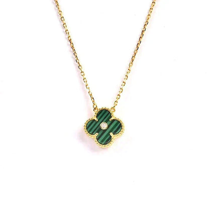[Liorra]CLOVER 15MM DIAMOND TURQUOISE NECKLACE