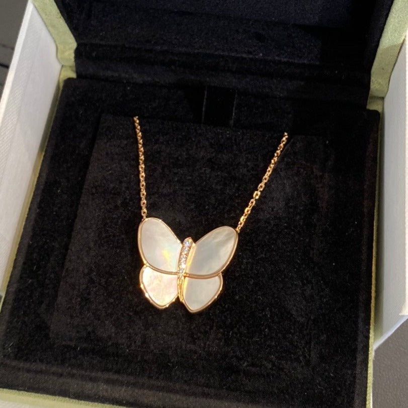 [Liorra]BUTTERFLY GOLD MOP DIAMOND NECKLACE