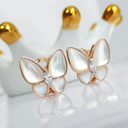 [Liorra]BUTTERFLY MOP DIAMOND EARRINGS