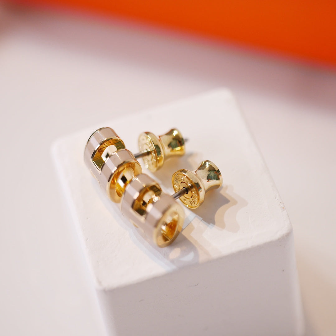 [Liorra]MINI POP H GOLD EARRINGS GREY