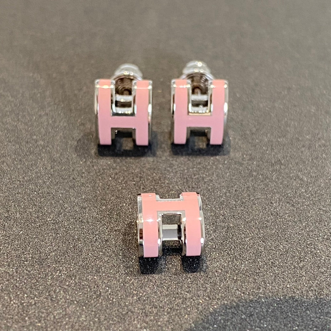 [Liorra]MINI POP H SILVER EARRINGS PINK