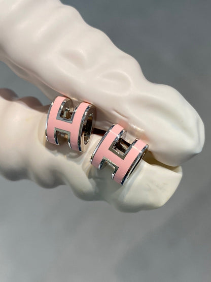 [Liorra]MINI POP H SILVER EARRINGS PINK