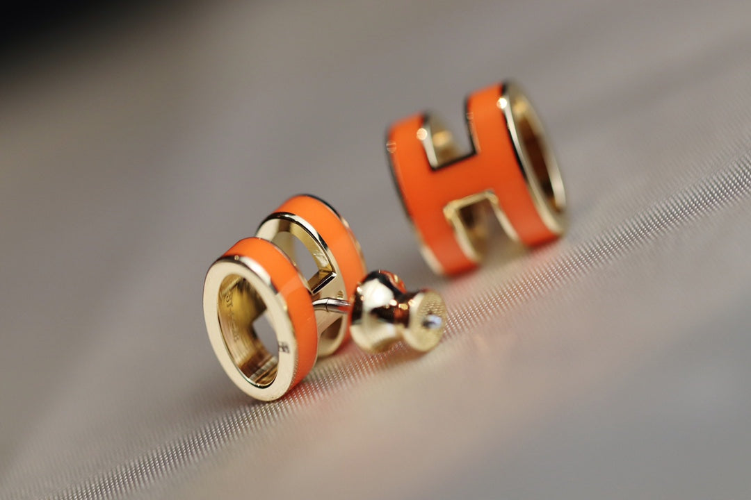 [Liorra]MINI POP H EARRINGS ORANGE