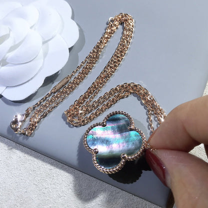 [Liorra]CLOVER 25MM GOLD DARK MOP BIG CLOVER NECKLACE