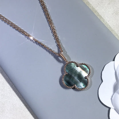 [Liorra]CLOVER 25MM GOLD DARK MOP BIG CLOVER NECKLACE