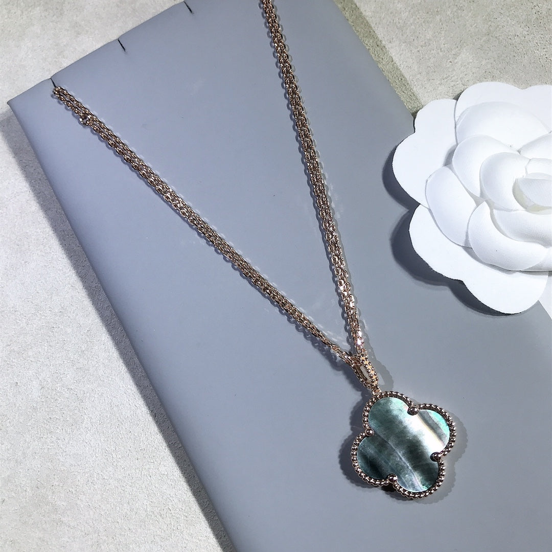 [Liorra]CLOVER 25MM GOLD DARK MOP BIG CLOVER NECKLACE