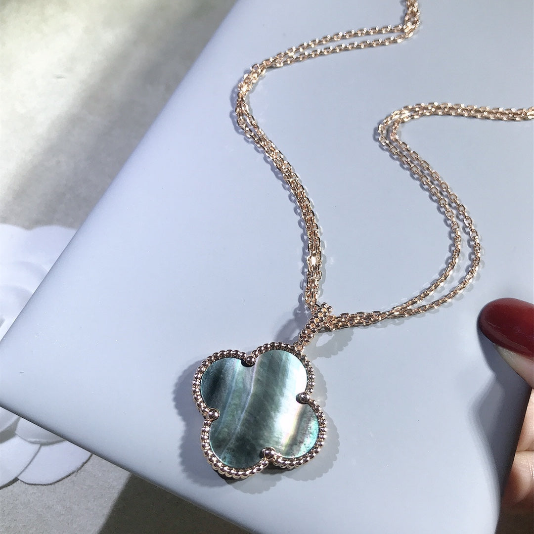 [Liorra]CLOVER 25MM GOLD DARK MOP BIG CLOVER NECKLACE