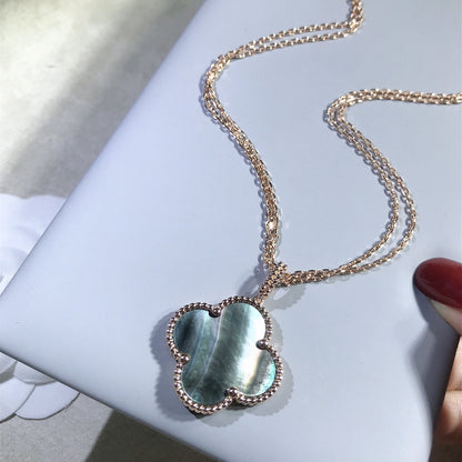 [Liorra]CLOVER 25MM GOLD DARK MOP BIG CLOVER NECKLACE