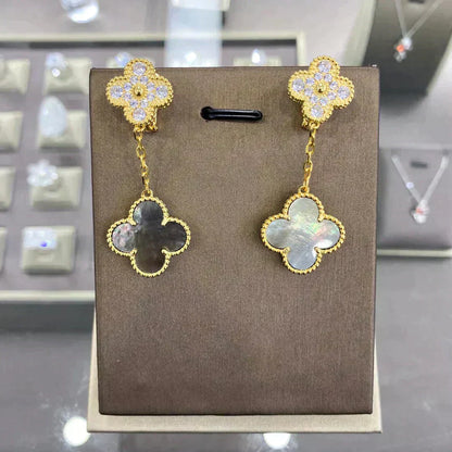 [Liorra]CLOVER  2 MOTIFS  DIAMOND  EARRINGS (MULTIPLE CHOICESç´