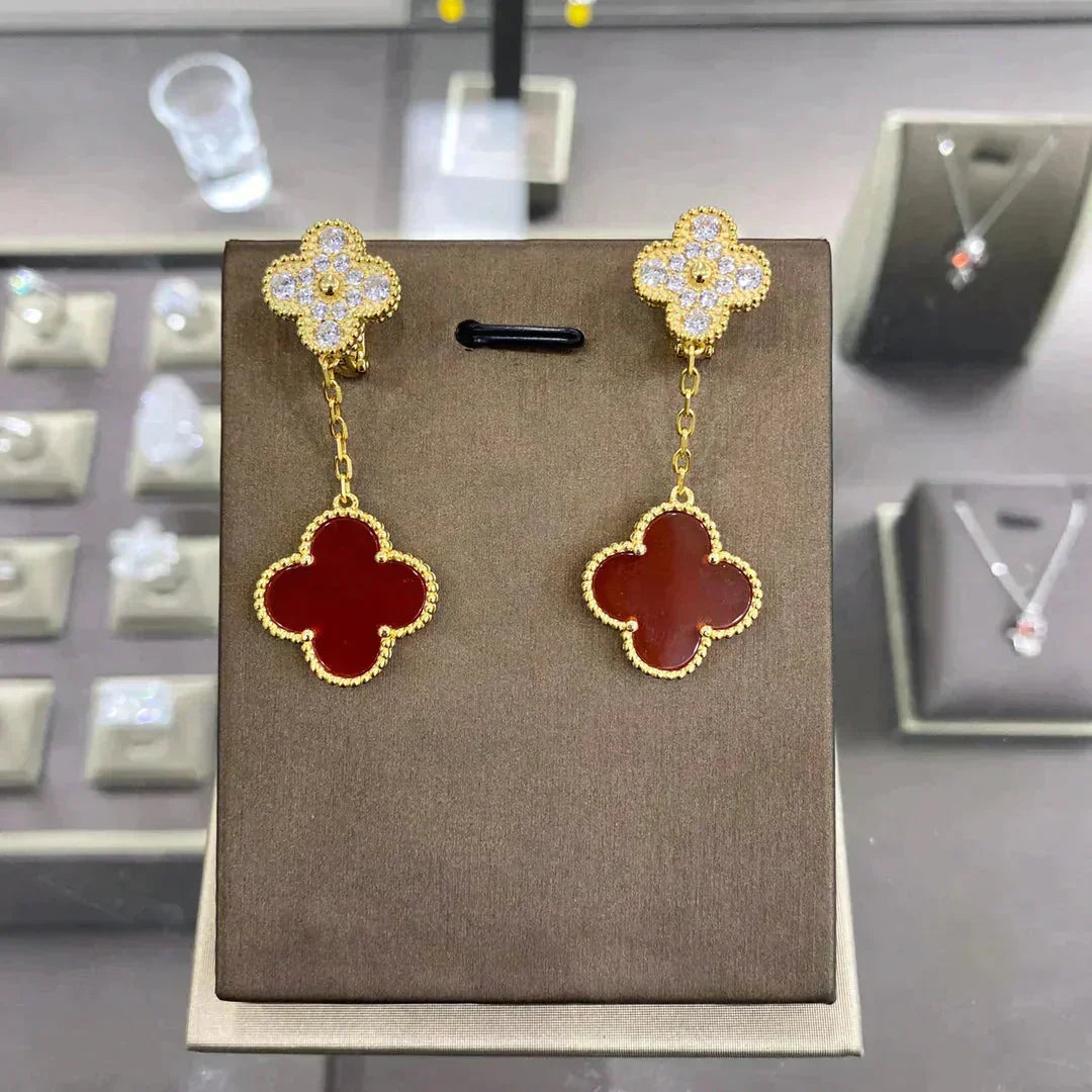 [Liorra]CLOVER  2 MOTIFS  DIAMOND  EARRINGS (MULTIPLE CHOICESç´