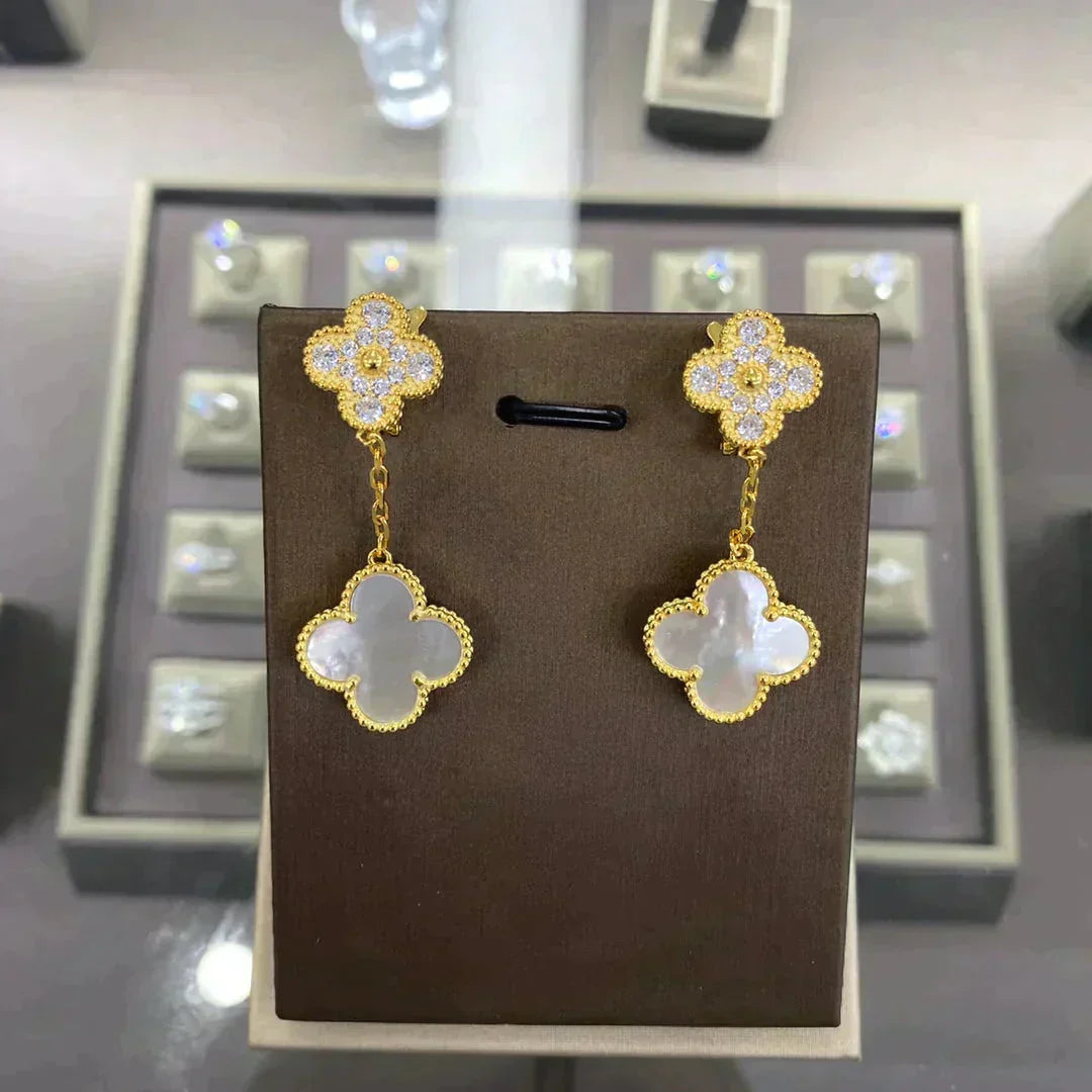 [Liorra]CLOVER  2 MOTIFS  DIAMOND  EARRINGS (MULTIPLE CHOICESç´