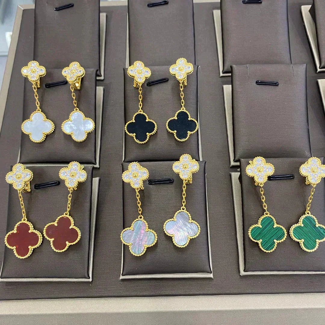 [Liorra]CLOVER  2 MOTIFS  DIAMOND  EARRINGS (MULTIPLE CHOICESç´