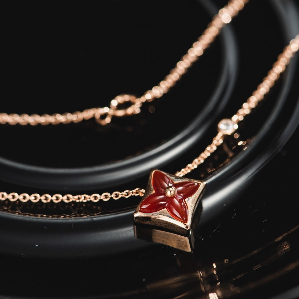 [Liorra]STAR NECKLACE PINK GOLD 1 DIAMOND
