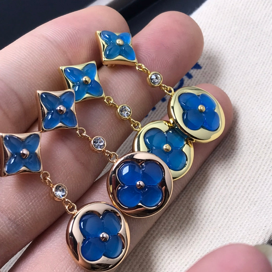 [Liorra]STAR AND SUN AGATE DIAMOND EARRINGS