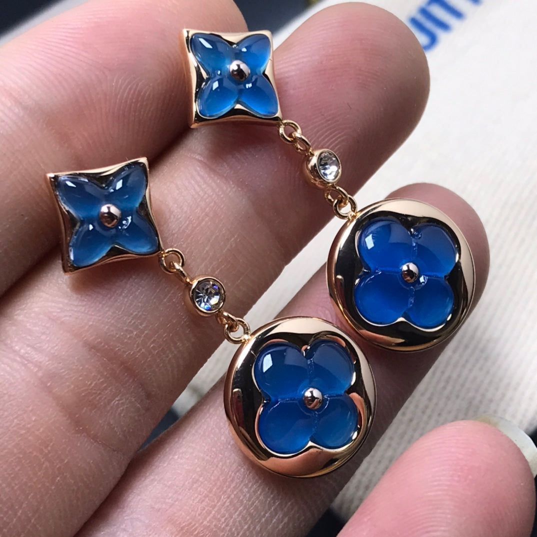 [Liorra]STAR AND SUN AGATE DIAMOND EARRINGS