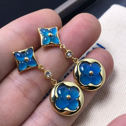 [Liorra]STAR AND SUN AGATE DIAMOND EARRINGS