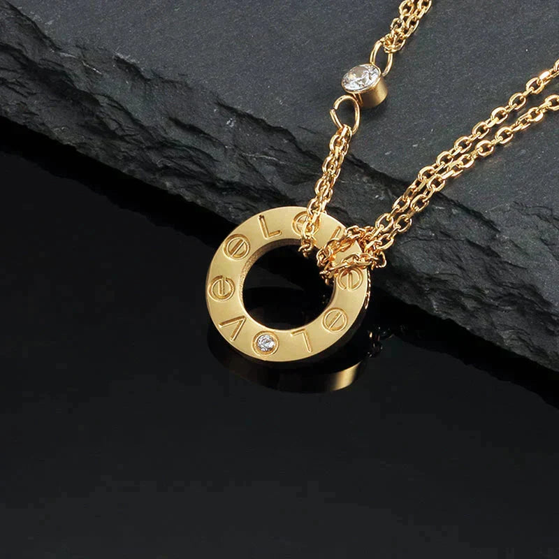 [Liorra]LOVE NECKLACE 16MM 2 DIAMONDS