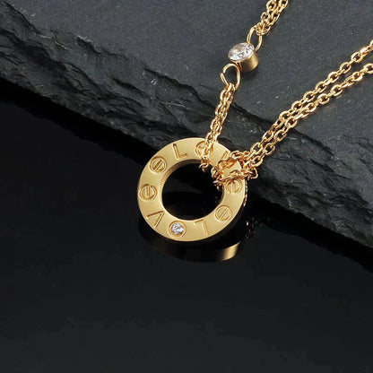 [Liorra]LOVE NECKLACE 16MM 2 DIAMONDS