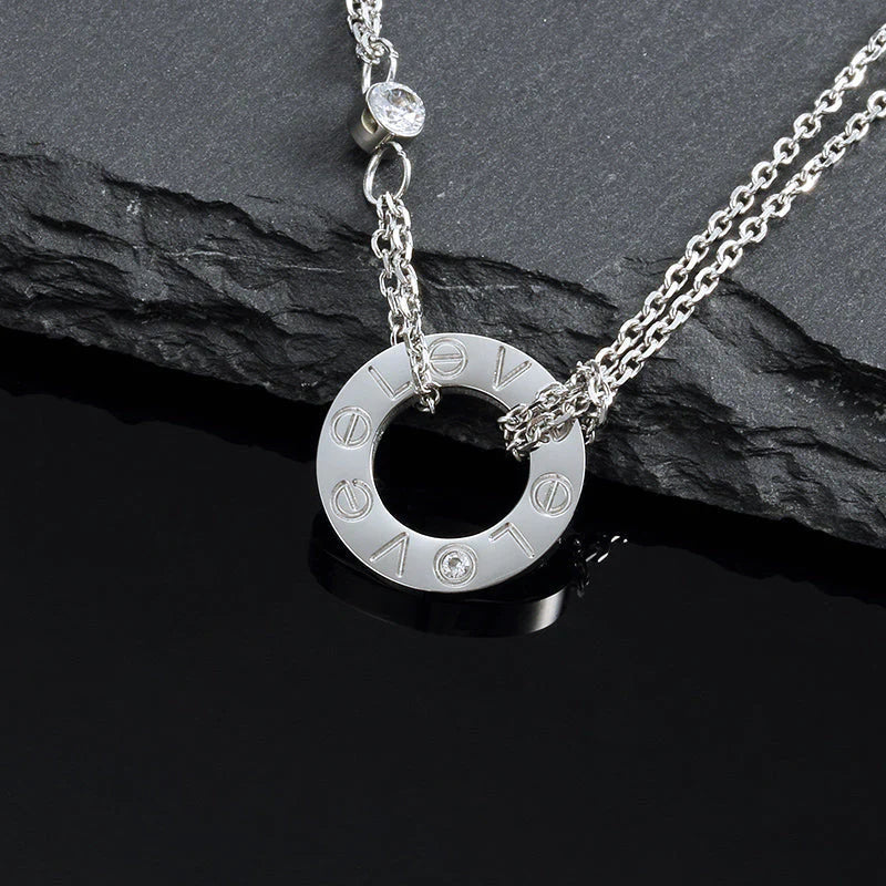[Liorra]LOVE NECKLACE 16MM 2 DIAMONDS