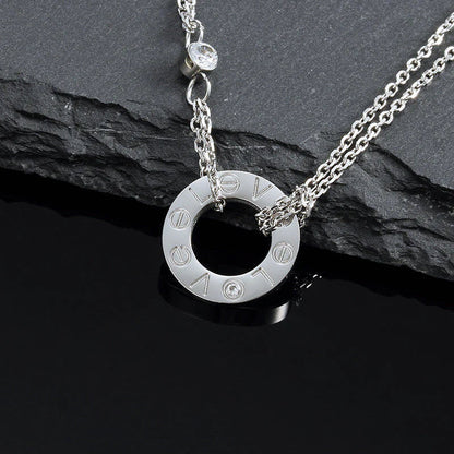 [Liorra]LOVE NECKLACE 16MM 2 DIAMONDS
