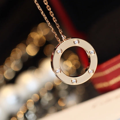 [Liorra]LOVE NECKLACE 16MM 6 DIAMONDS PINK GOLD