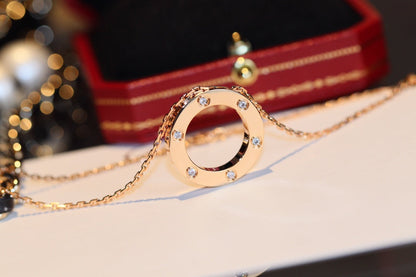 [Liorra]LOVE NECKLACE 16MM 6 DIAMONDS PINK GOLD