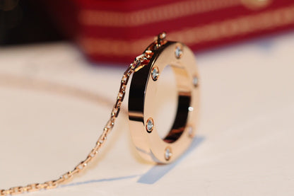 [Liorra]LOVE NECKLACE 16MM 6 DIAMONDS PINK GOLD