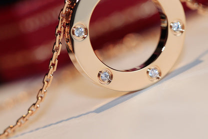 [Liorra]LOVE NECKLACE 16MM 6 DIAMONDS PINK GOLD
