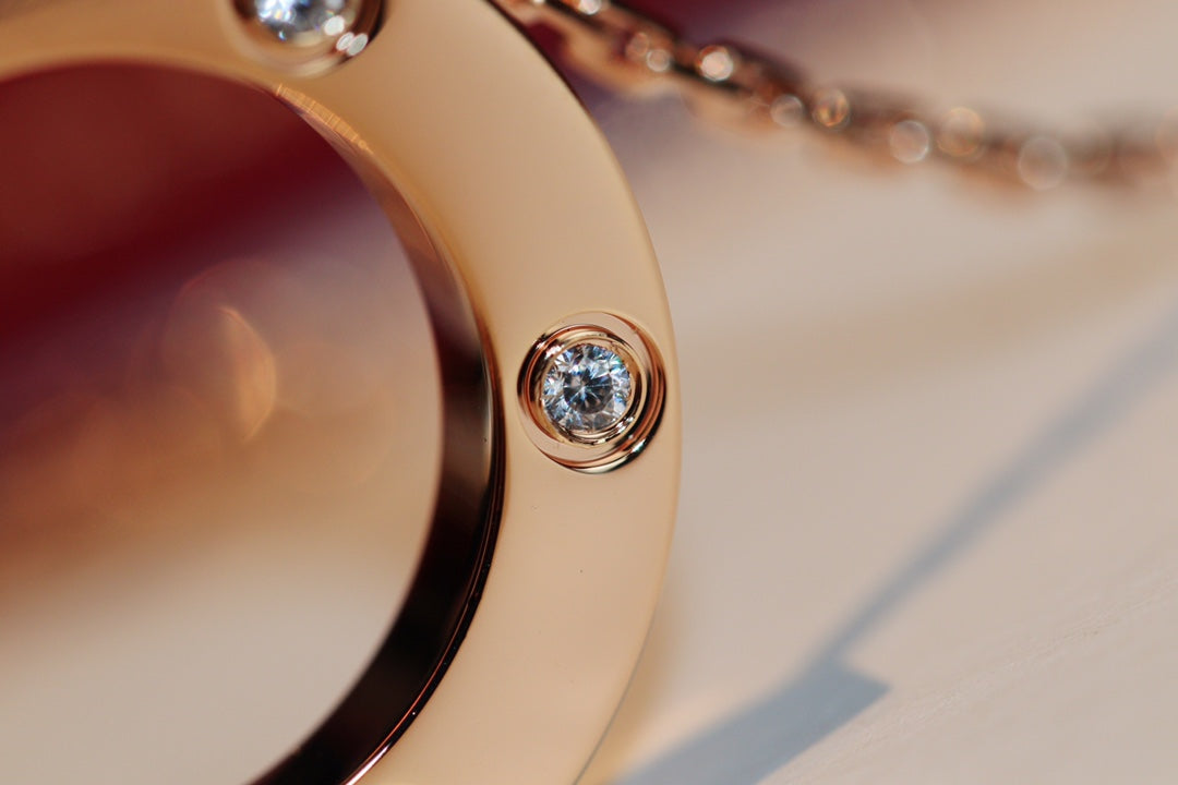 [Liorra]LOVE NECKLACE 16MM 6 DIAMONDS PINK GOLD